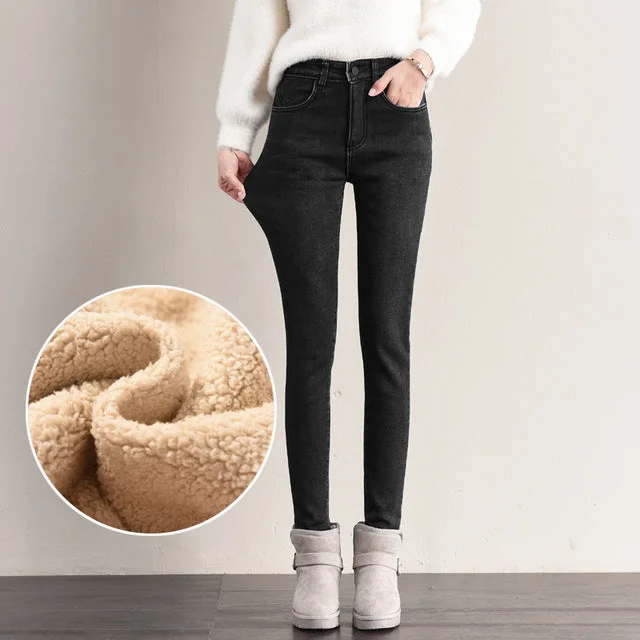 Winter Warm Jeans Female