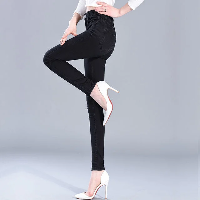 Woman Elastic High Waist Jeans