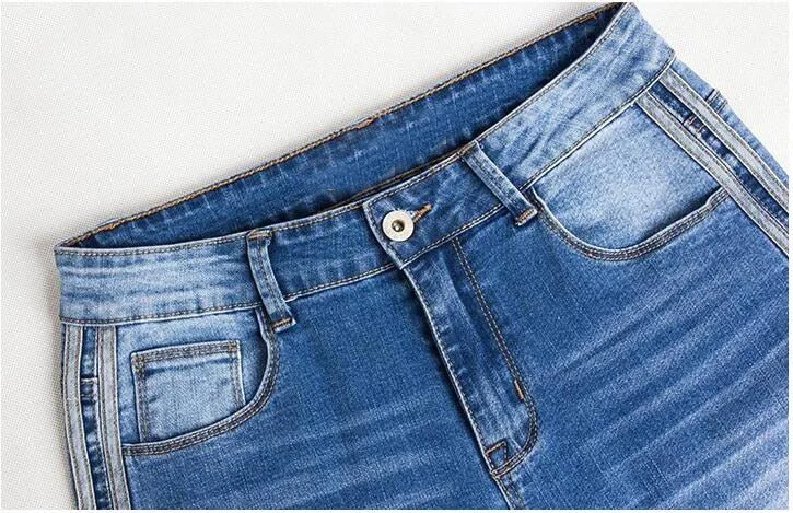 Women Side Stripes High Waist Jeans