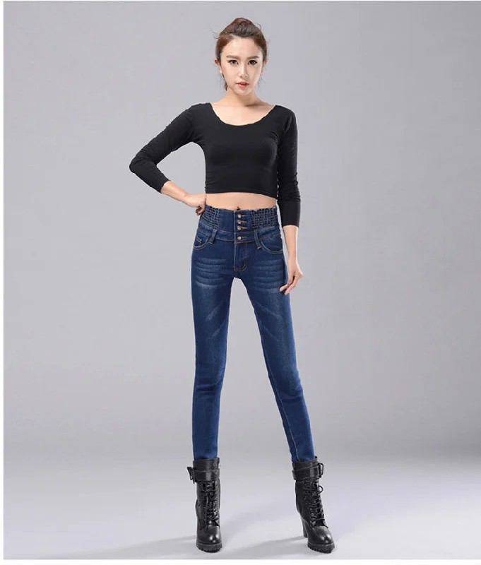 Women Winter Jeans Pants Fleece