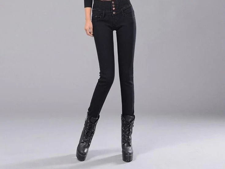 Women Winter Jeans Pants Fleece