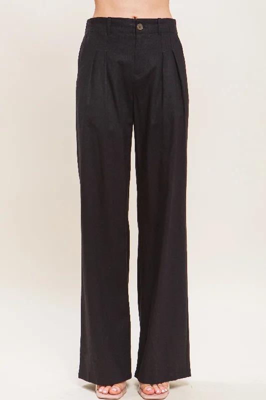 Women's Linen Tailored Wide Leg Pants - LOV6834PD