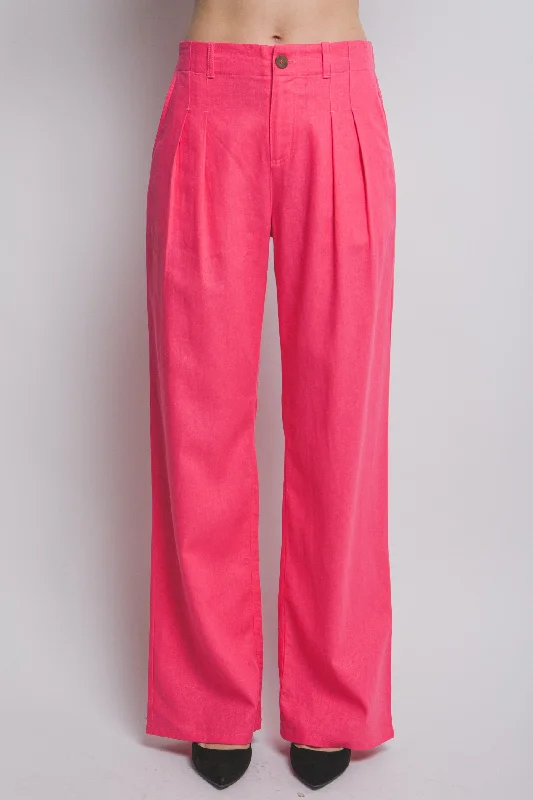 Women's Linen Tailored Wide Leg Pants - LOV6834PD