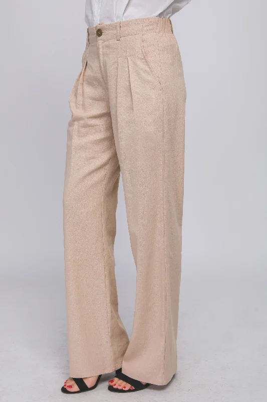 Women's Linen Tailored Wide Leg Pants - LOV6834PD