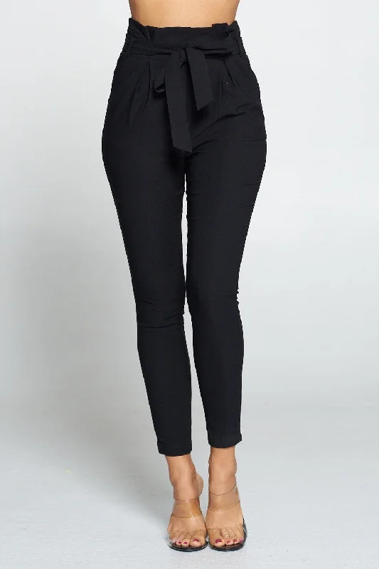 Women's Tie Front Pants with Belt - CHOYP4348