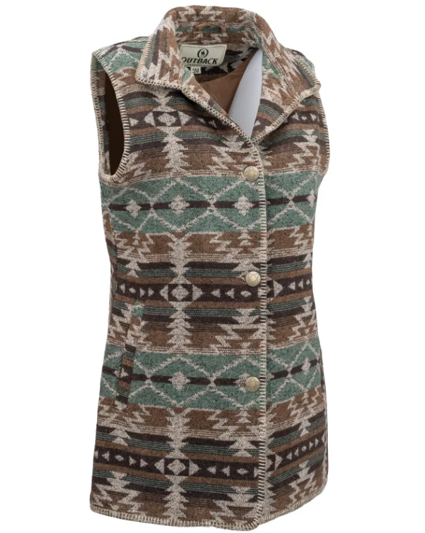 Outback Trading Company Women’s Brown Stockard Aztec Vest 29655-BRN