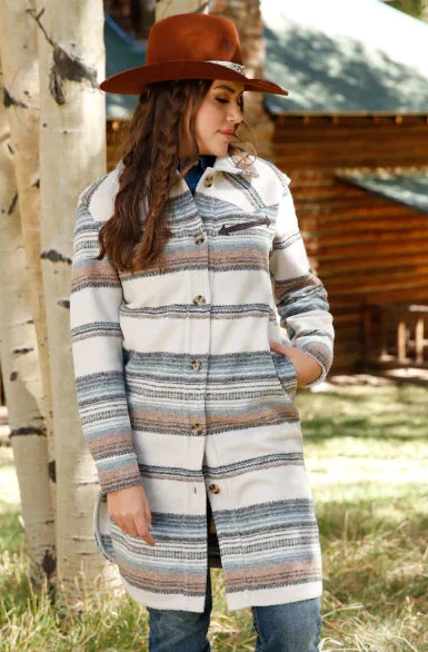 Cruel Women's White Western Stripe Long Shacket