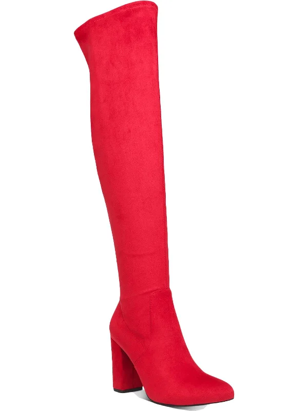 Bravy Womens Microsuede Block Heel Over-The-Knee Boots