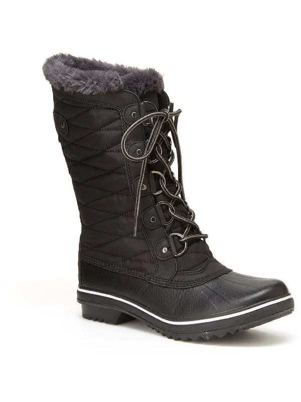 Chilly Womens Leather Faux Fur Lined Mid-Calf Boots