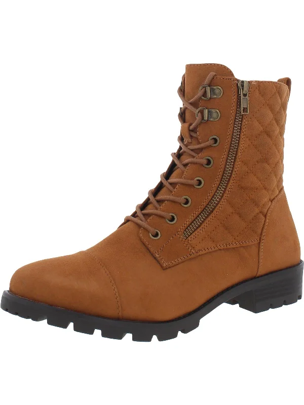 Dashing Womens Zipper Quilted Combat & Lace-up Boots