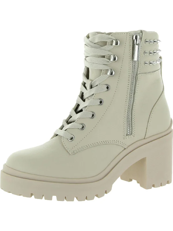 Jaydin Womens Faux Leather Round Toe Combat & Lace-up Boots