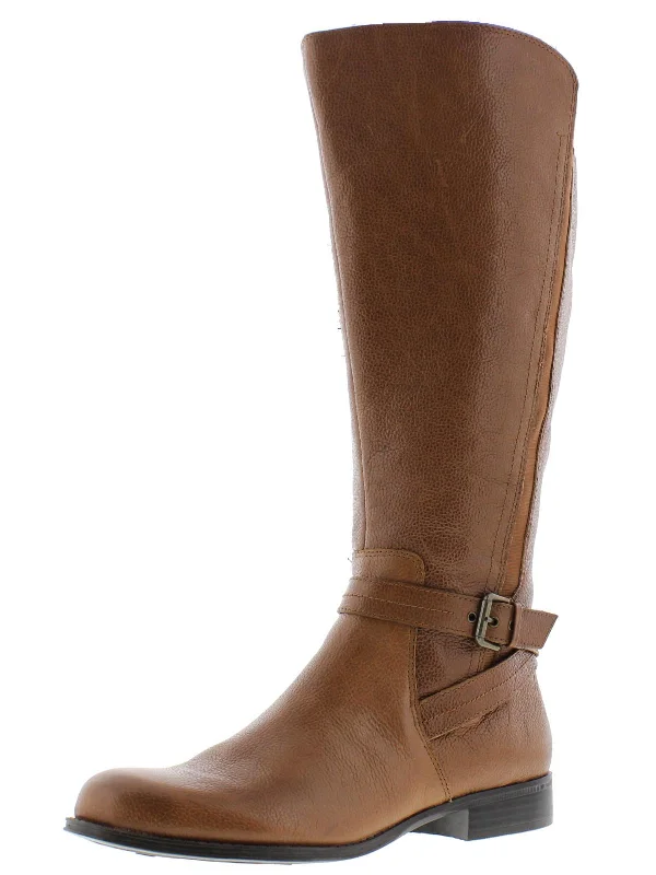 Jelina Womens Wide Calf Leather Riding Boots