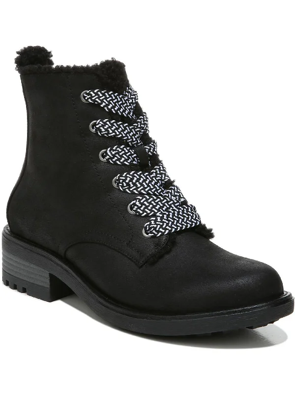 Kunis Cozy Womens Zipper Winter Combat & Lace-up Boots