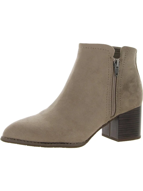 Lucky Day Womens Zipper Faux Suede Ankle Boots