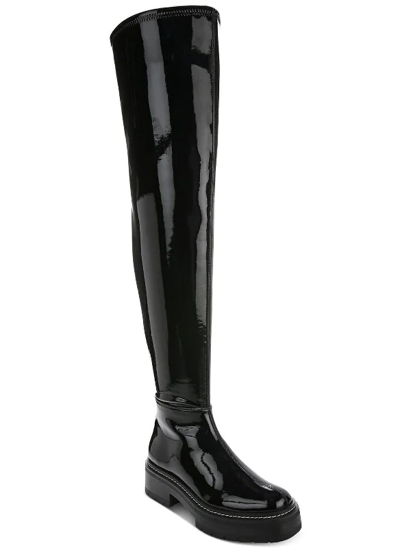 Lydia Womens Zipper Lug Sole Over-The-Knee Boots