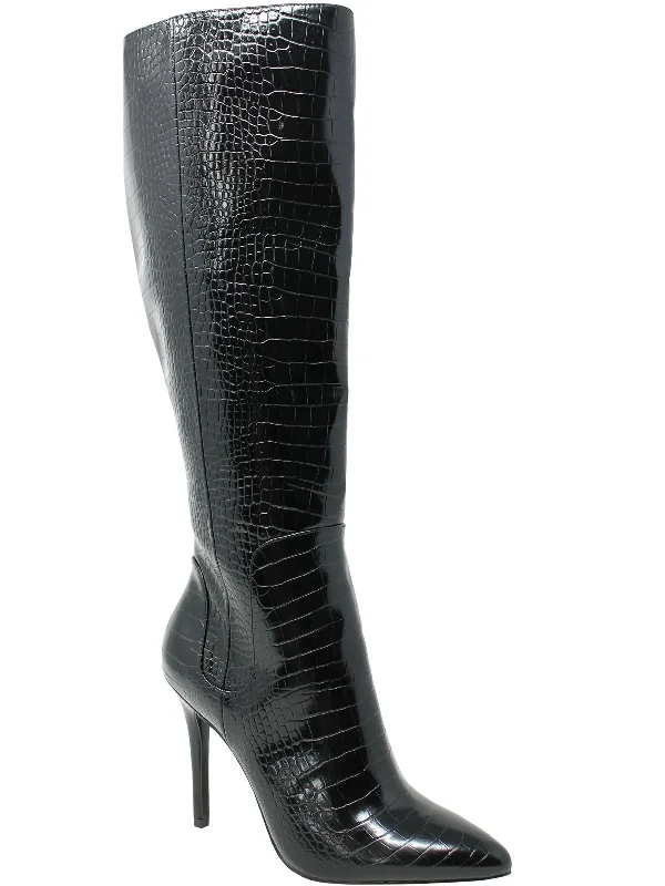 Panic Womens Zipper Pointed Toe Knee-High Boots