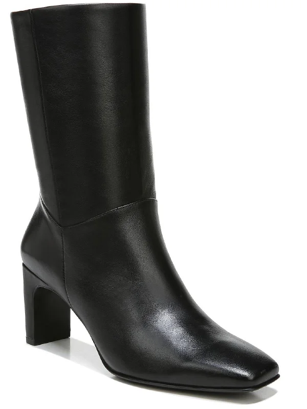 Platt Womens Zipper Square Toe Mid-Calf Boots