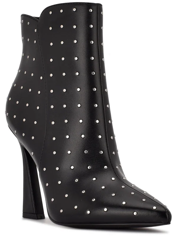 Torrie Womens Faux Leather Studded Ankle Boots