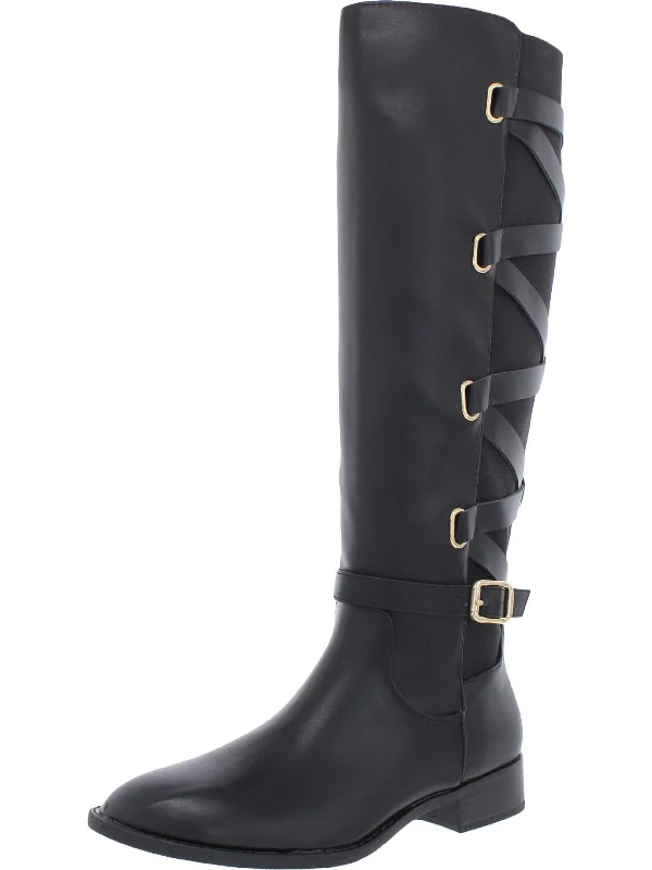 Veronika Womens Faux Leather Over-The-Knee Riding Boots