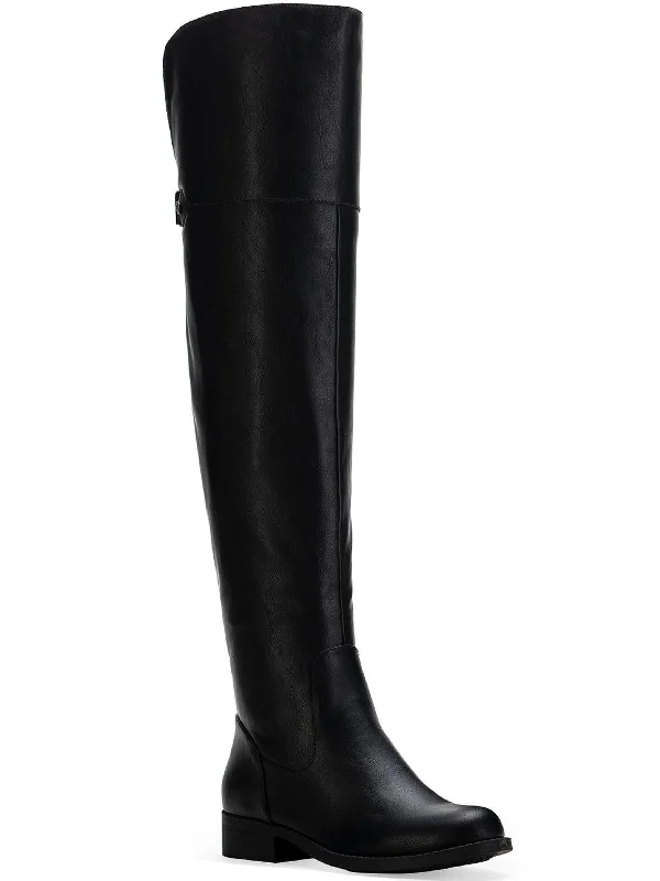 Womens Faux Leather Wide Calf Over-The-Knee Boots