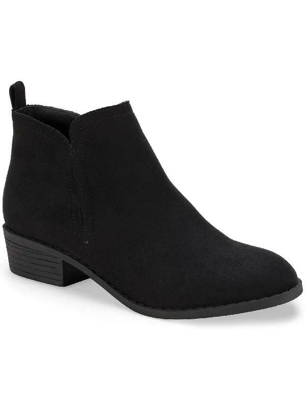 Womens Faux Leather Zipper Ankle Boots