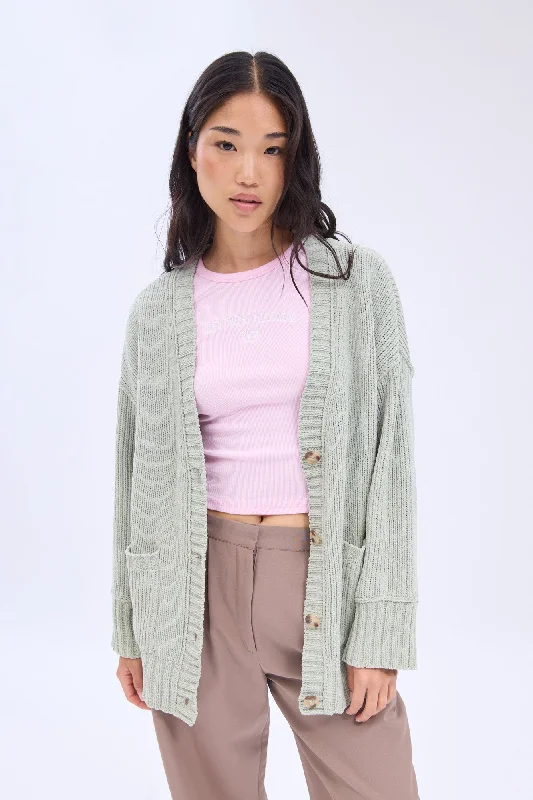 Chenille Button-Front Cardigan