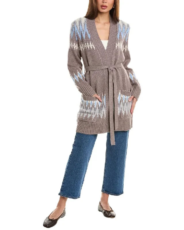 Forte Cashmere Alpine Belted Wool & Cashmere-Blend Cardigan