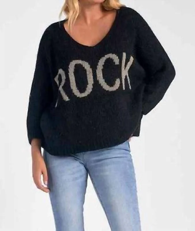 Rock V-Neck Sweater In Black