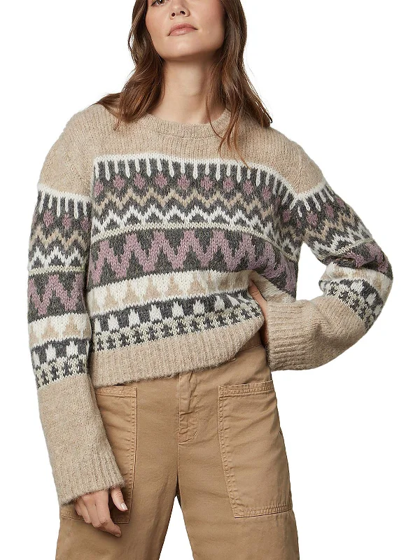 Womens Knit Printed Pullover Sweater