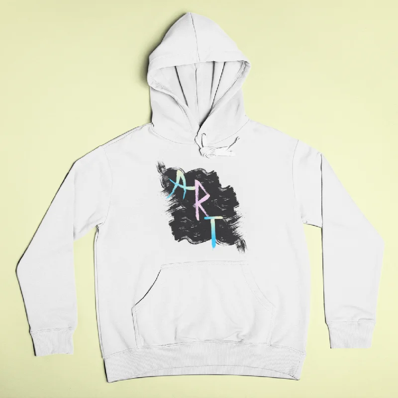 White Bold Graphic Art Cotton Hoodie