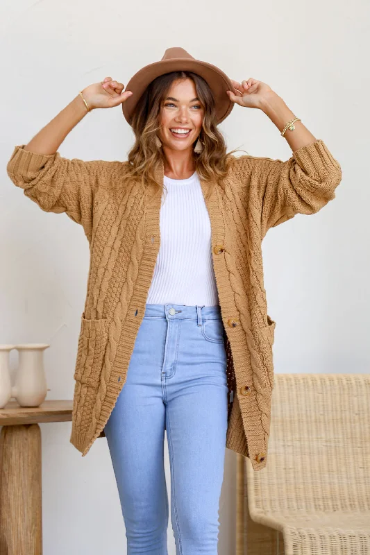 Davina Knit Cardigan Tan