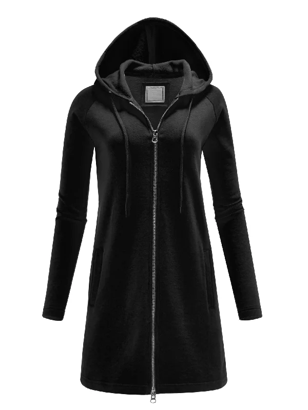 Women's Oversized Longline Hoodie Sweatshirt Jacket (FWJ1156)