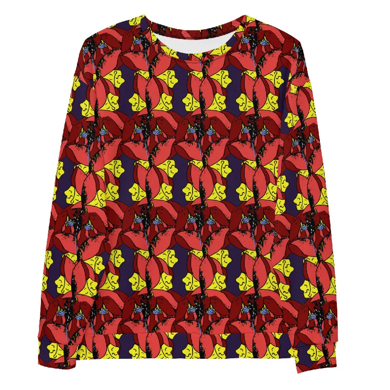 Lotus Red Print Sweatshirt