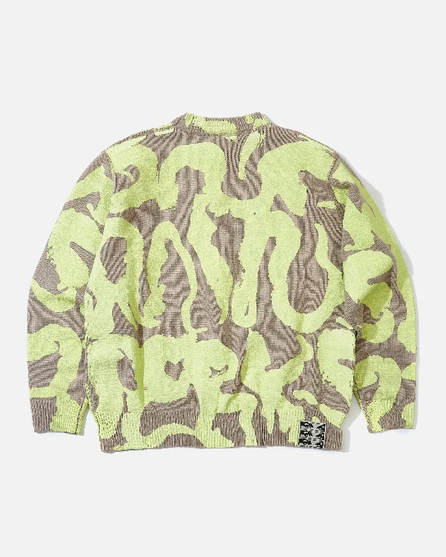 Desert Text Crew Neck Knit - Grey Green