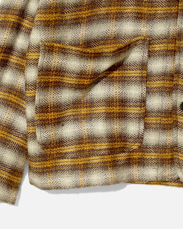 South2 West8 V Neck Jacket - Acrylic Plaid - Yellow / Brown