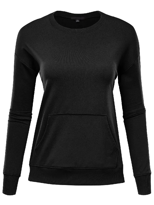 Women's Crewneck Sweatshirt With Kangaroo Pocket (FWT1006)