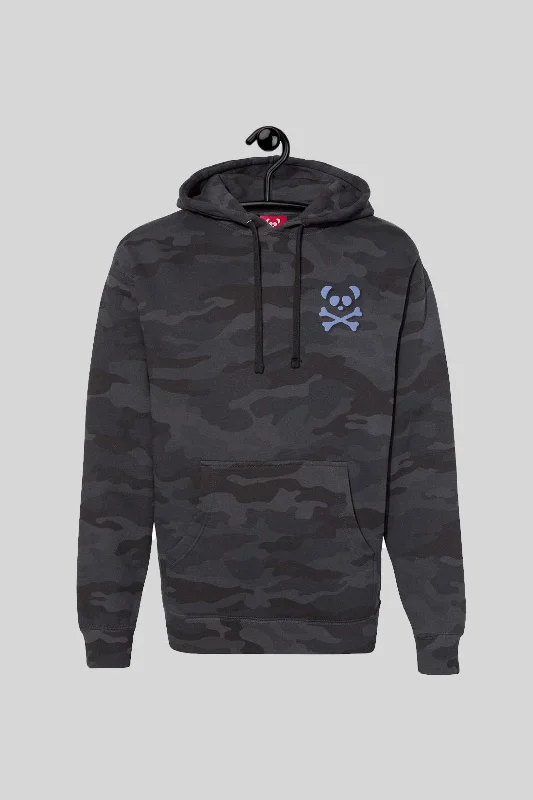 Unisex Black Camo Heavyweight Hoodie - Blue