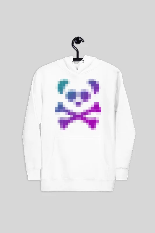 Unisex Pixel Panda Skull Hoodie