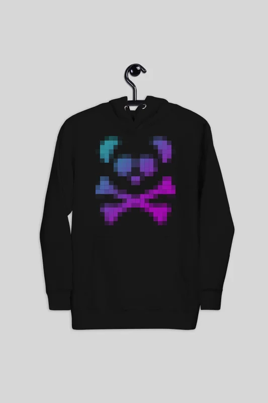 Unisex Pixel Panda Skull Hoodie