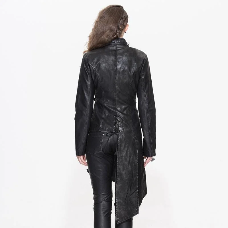 Women's Asymmetric Leather Punk Coat