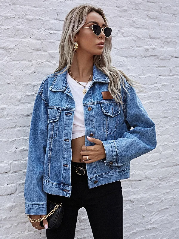 Turn-down Collar Loose Denim Jacket