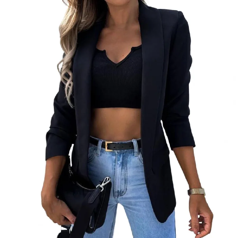 Long Sleeve Flap Pockets Blazer