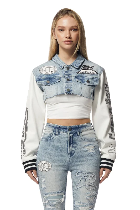 Cropped Jean Racing Jacket - Lowell Blue