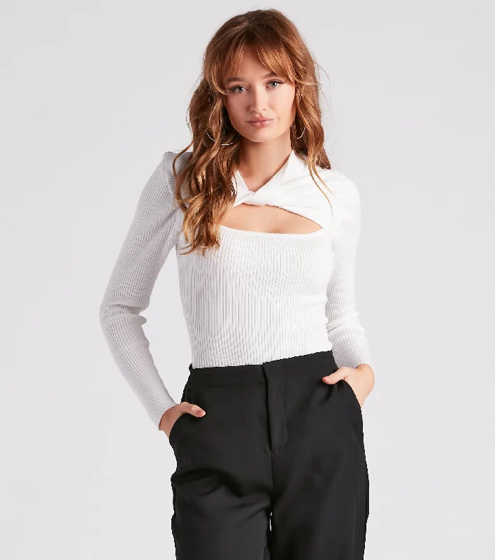 Flirty Twist-Front Cutout Crop Top