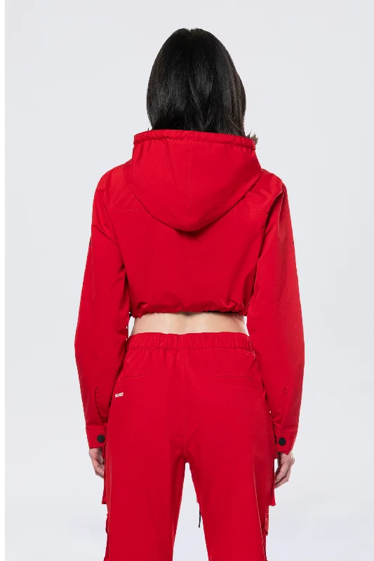 Hooded Utility Full Zip Jacket - True Red