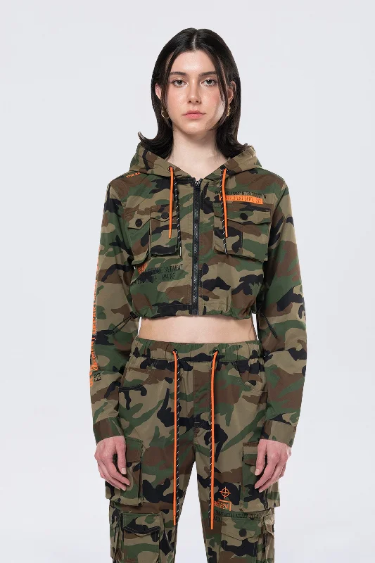 Hooded Utility Full Zip Jacket - Wood Camo