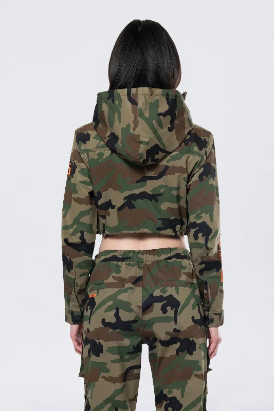 Hooded Utility Full Zip Jacket - Wood Camo