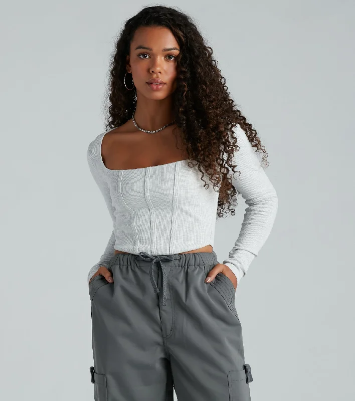 Keep It Tight Rib Knit Corset Crop Top