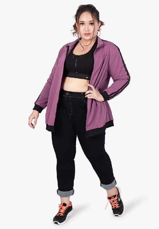 Bolt Striped Athleisure Jacket - Light Purple