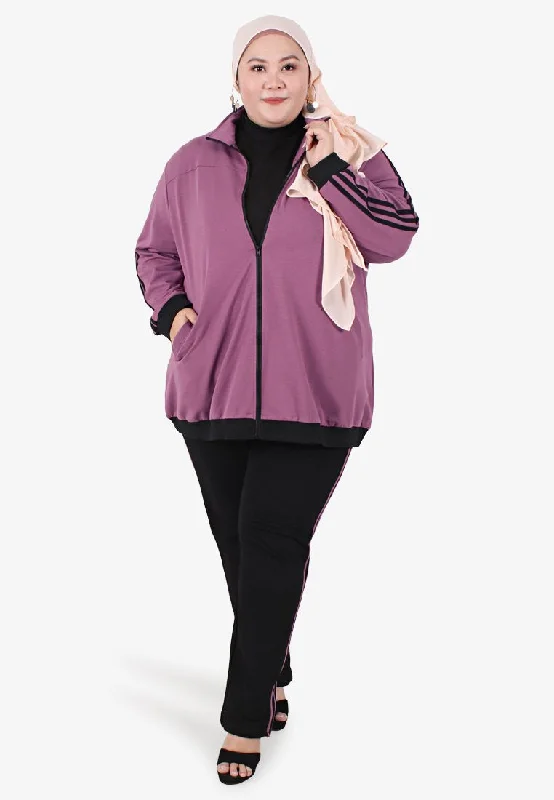 Bolt Striped Athleisure Jacket - Light Purple